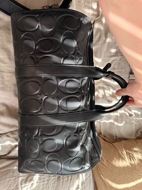 Coach Black Embossed Signature Duffel Bag